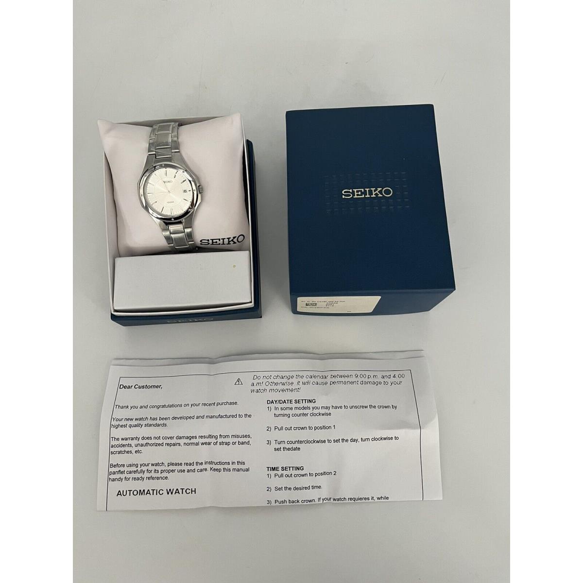 Seiko Quartz Classis Silver Dial Stainless Steel 100M Mens Watch SGEF59P1