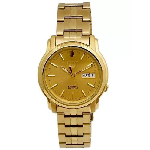 Seiko 5 Sport Automatic Gold Stainless Steel Gold Dial Men`s Watch SNKK76K1