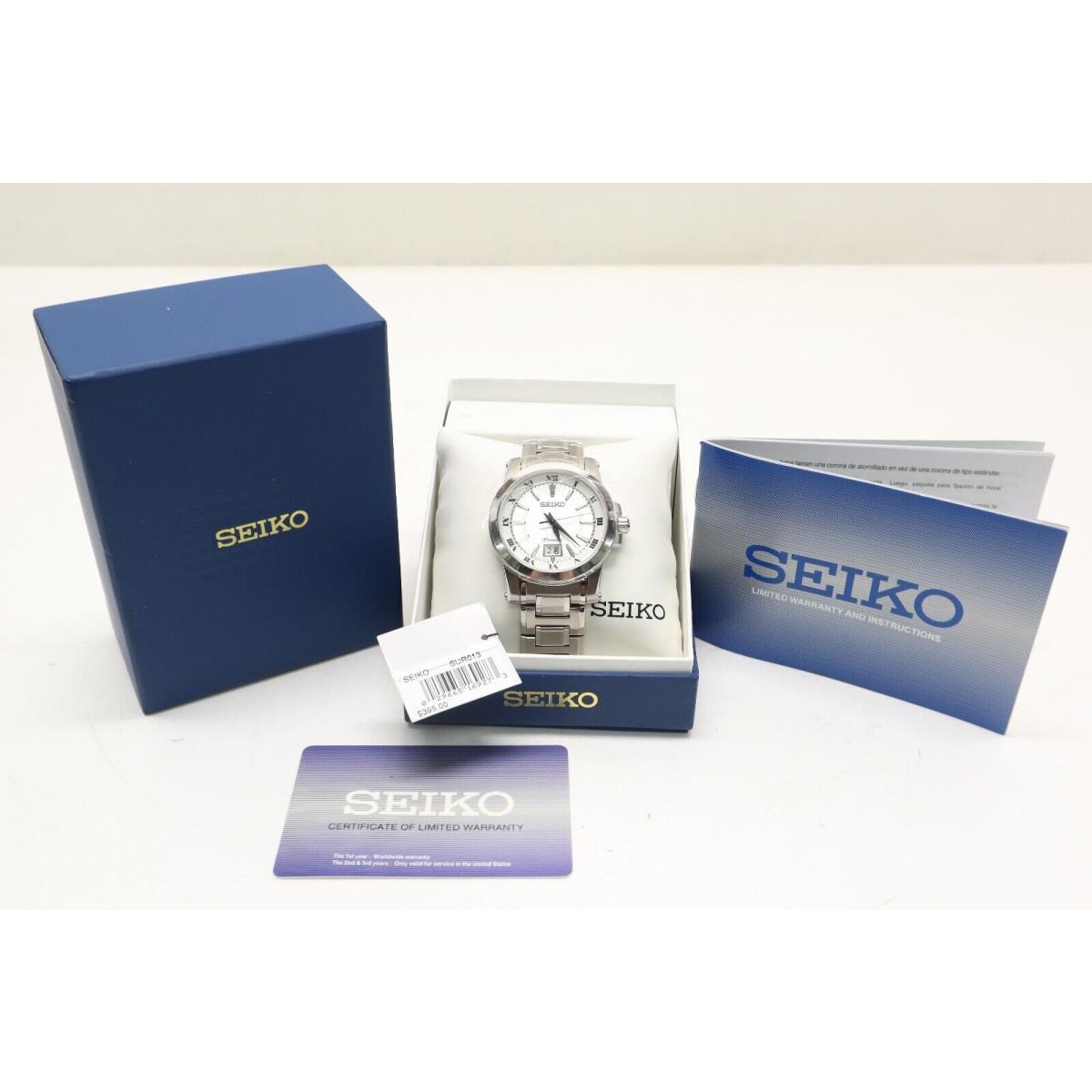 Seiko SUR013 Premier Silver Dial Stainless Steel Men`s Quartz Watch