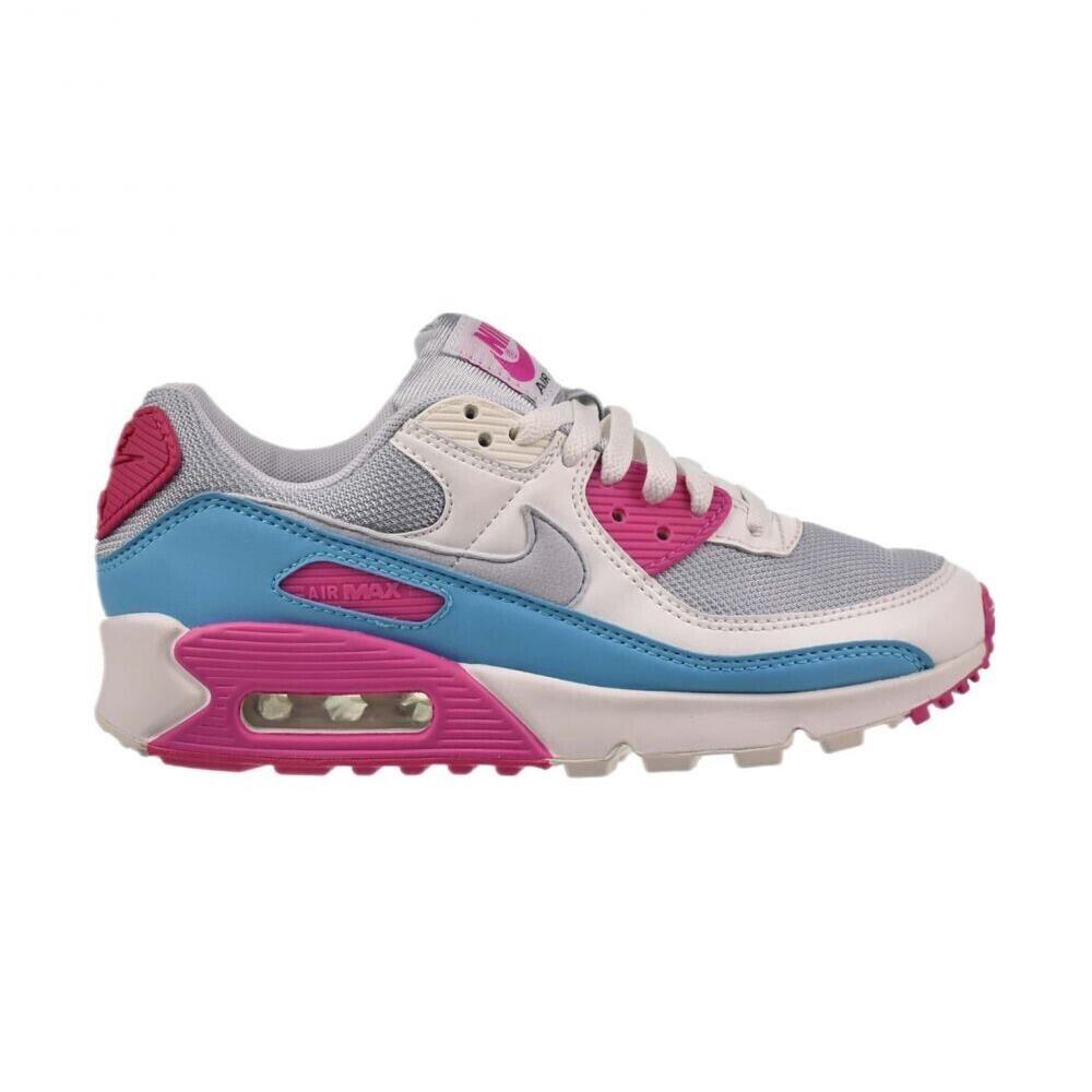 Nike Air Max 90 Women`s Shoes White-vivid Pink-light Blue Fury CT1030-001