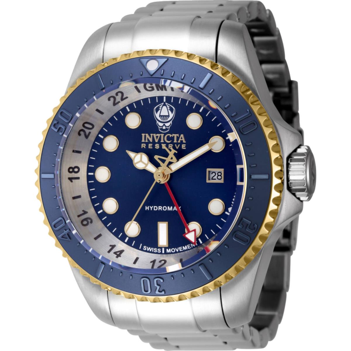 Invicta Men`s Watch Reserve Hydromax Quartz Blue Dial Steel Bracelet 45474