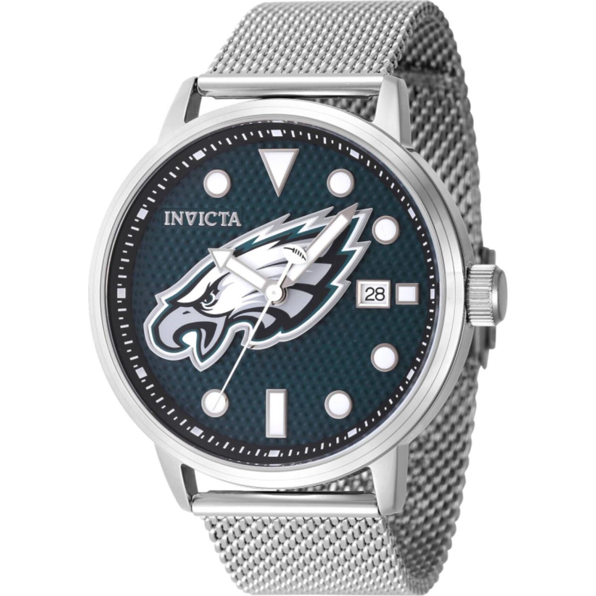 Invicta Men`s Watch Nfl Philadelphia Eagles Blue Dial Steel Mesh Bracelet 47973