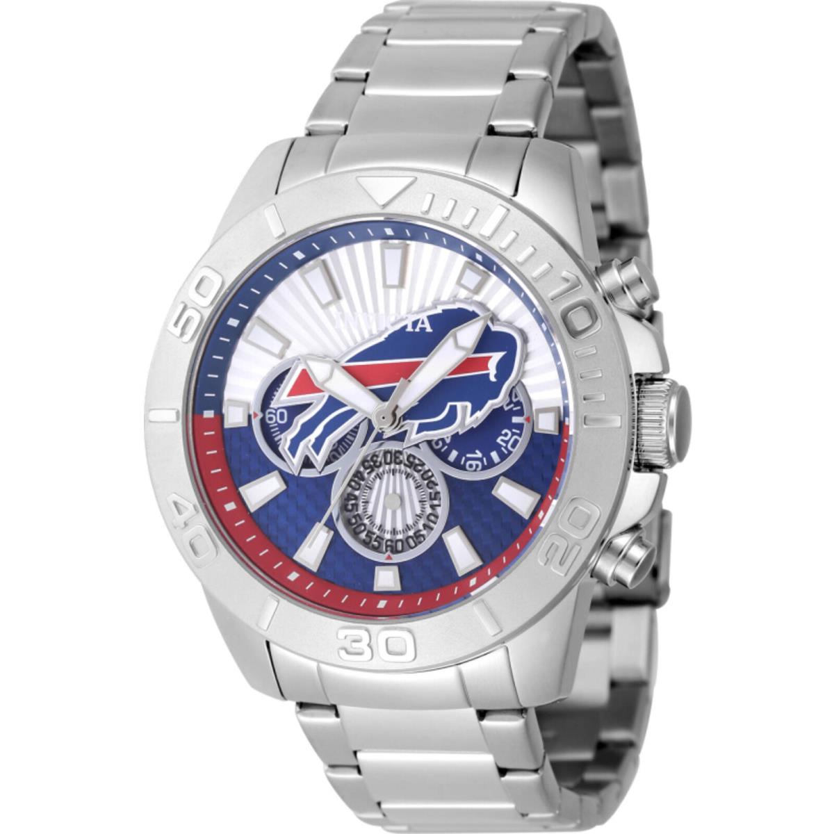 Invicta Men`s Watch Nfl Buffalo Bills Silver Tone and Blue Dial Bracelet 47949