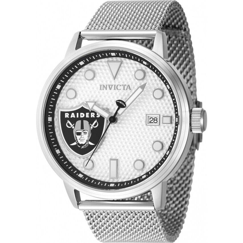 Invicta Nfl Las Vegas Raiders Quartz Silver Dial Men`s Watch 47970