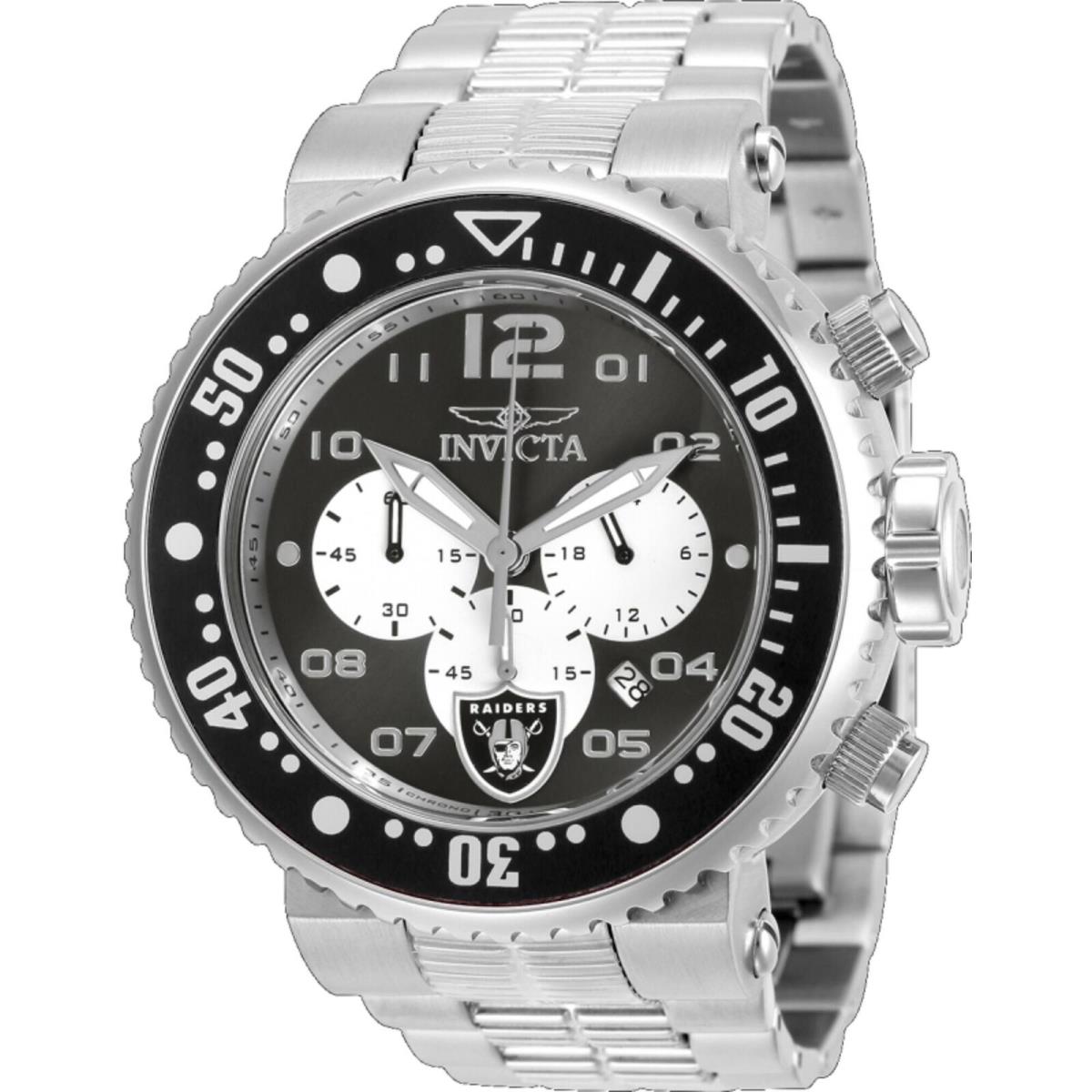 Invicta Men`s Watch Nfl Las Vegas Raiders Chronograph White and Black Dial 30279