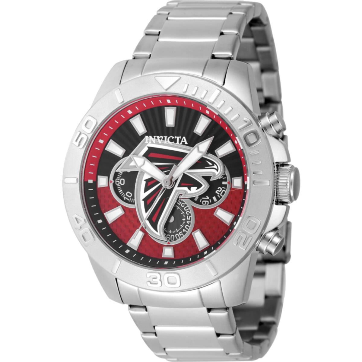 Invicta Men`s Watch Nfl Atlanta Falcons Red and Black Dial Steel Bracelet 47946