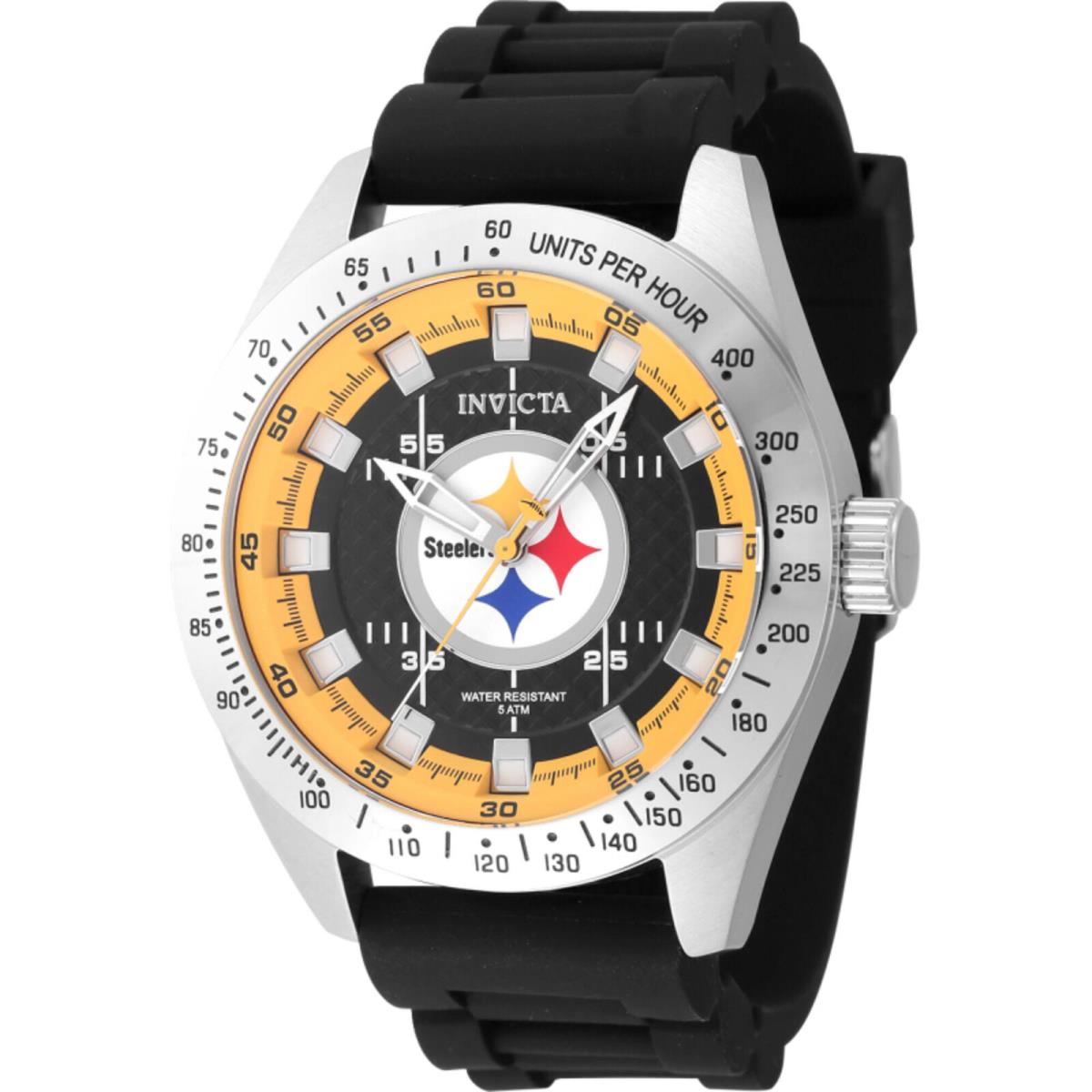 Invicta Men`s Watch Nfl Pittsburgh Steelers Yellow and Black Dial Strap 47858