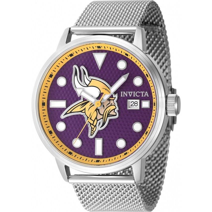 Invicta Nfl Minnesota Vikings Quartz Purple Dial Men`s Watch 47990