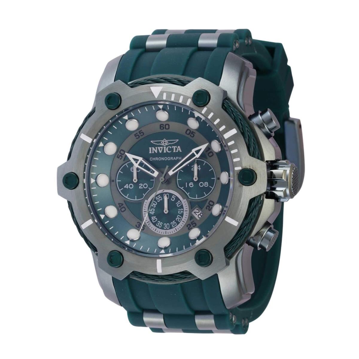 Invicta Men`s Watch Bolt Chronograph Green and Grey Dial Silicone Strap 40828