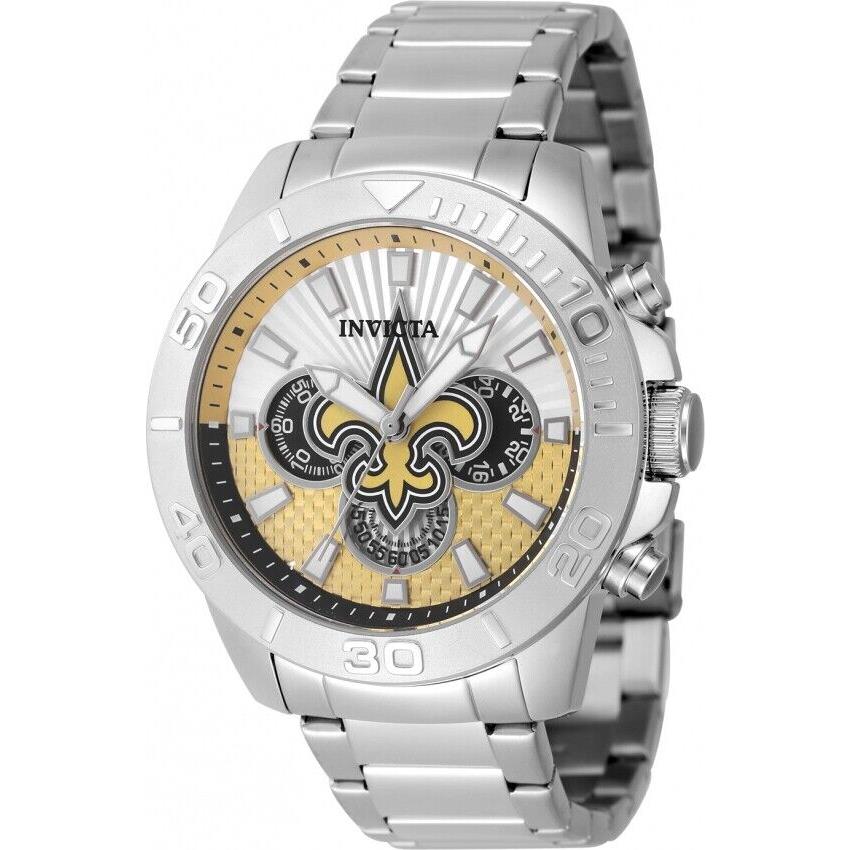 Invicta Nfl Orleans Saints Chronograph Gmt Quartz Men`s Watch 47945