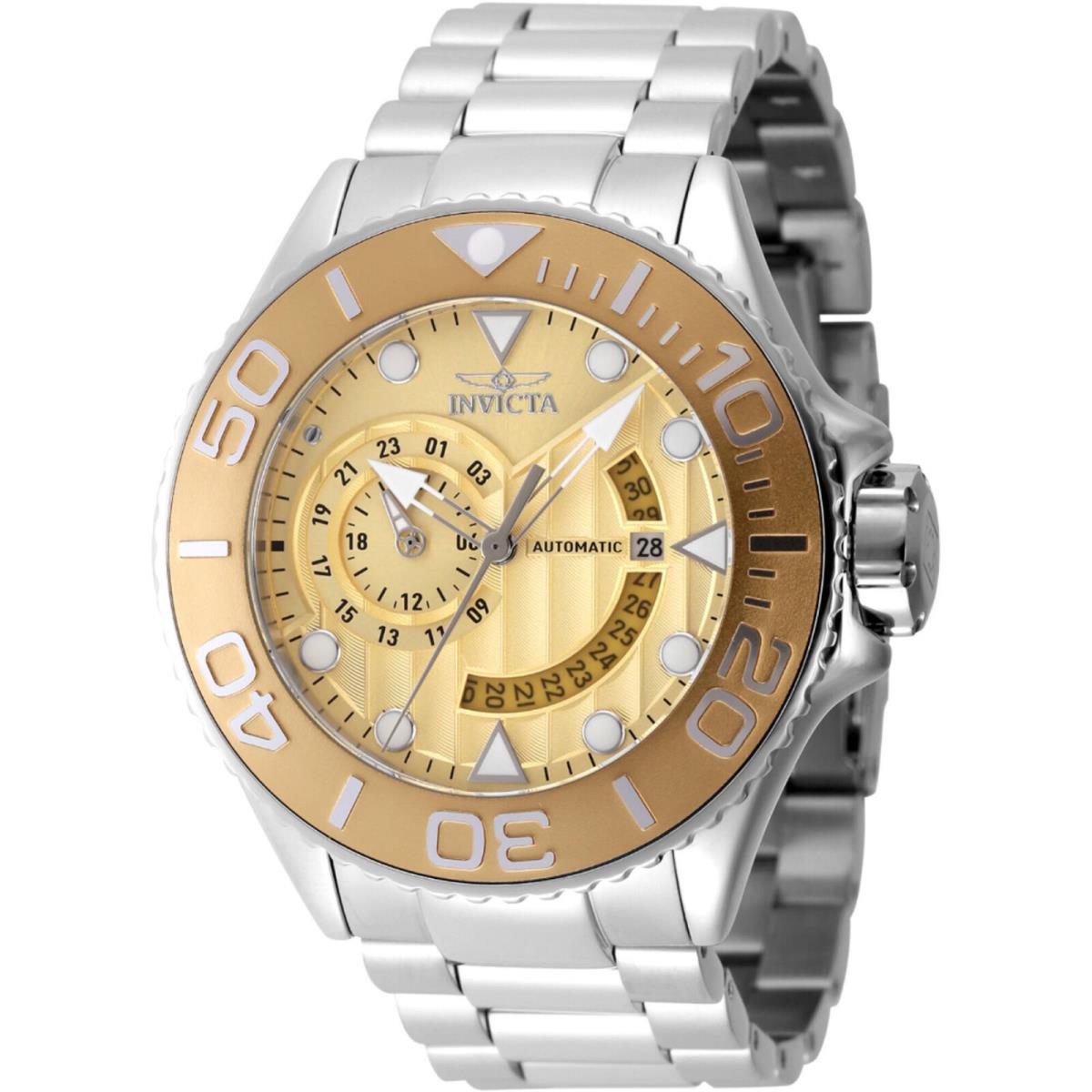 Invicta Men`s Watch Grand Diver Automatic Gold Tone Dial Steel Bracelet 47543