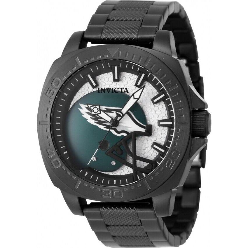 Invicta Nfl Philadelphia Eagles Quartz Silver Dial Men`s Watch 47872