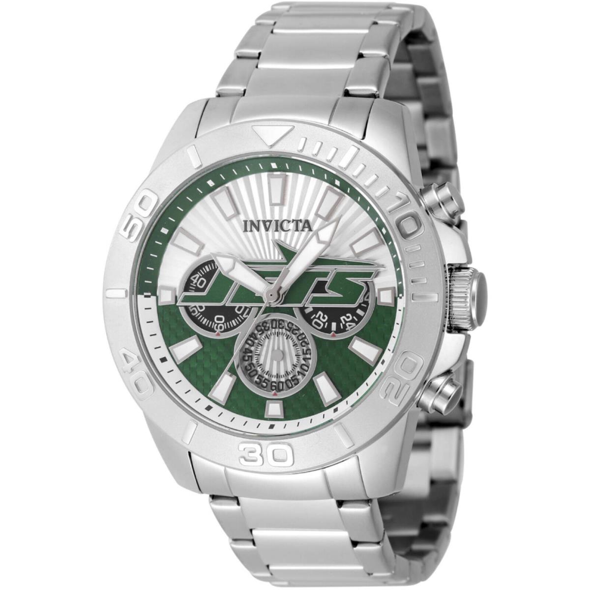 Invicta Men`s Watch Nfl York Jets Green Silver Tone Dial Bracelet 47944