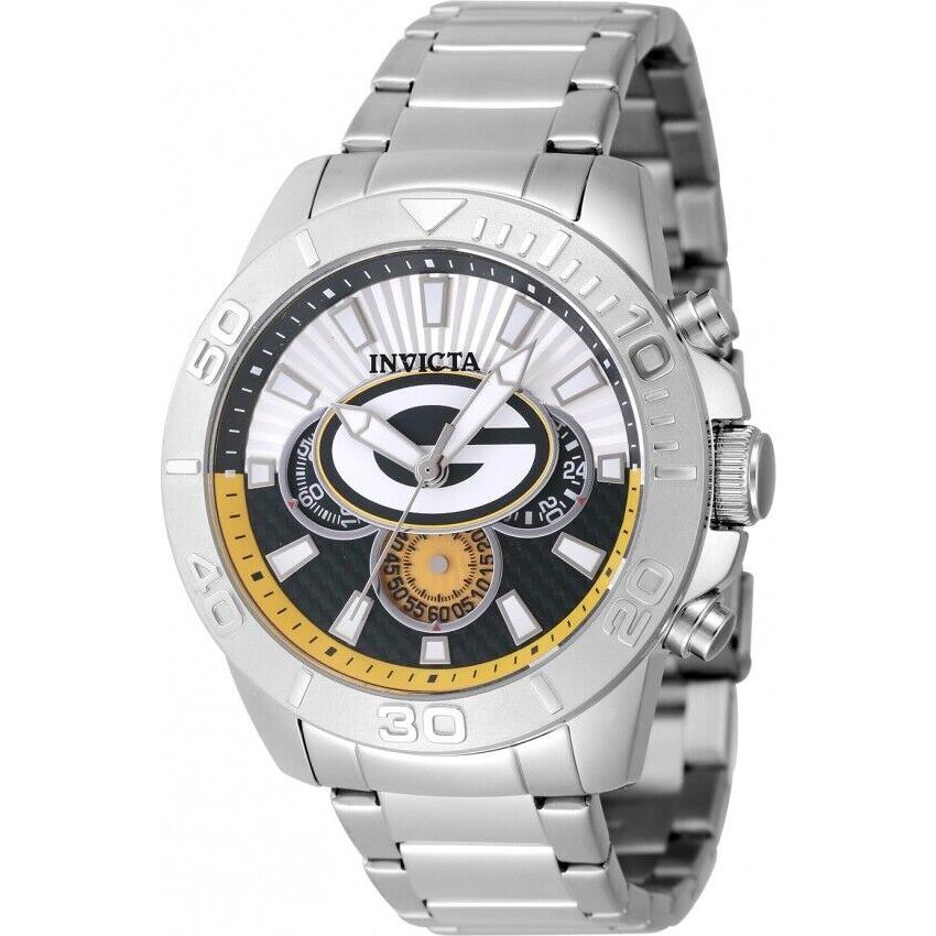 Invicta Nfl Green Bay Packers Chronograph Gmt Quartz Men`s Watch 47952