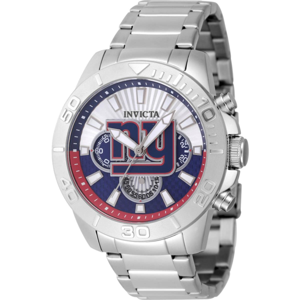 Invicta Men`s Watch Nfl York Giants Silver Blue and Red Dial Bracelet 47938