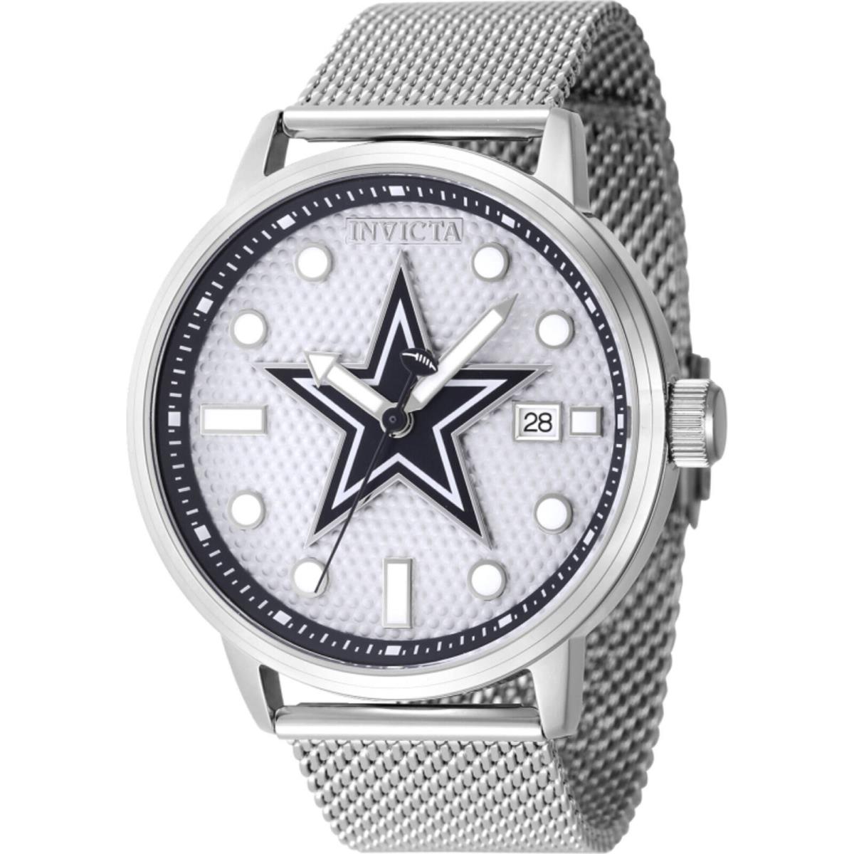 Invicta Men`s Watch Nfl Dallas Cowboys Chrono Grey Dial Mesh Bracelet 47968