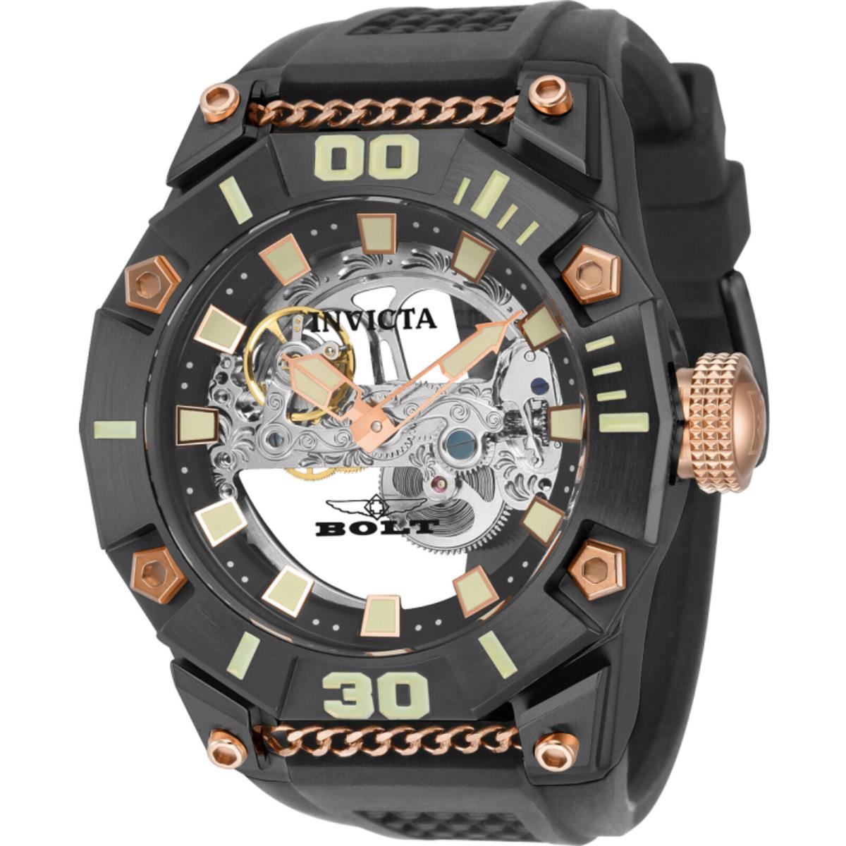 Invicta Men`s Watch Bolt Automatic Skeleton Dial Silicone Rubber Strap 41678