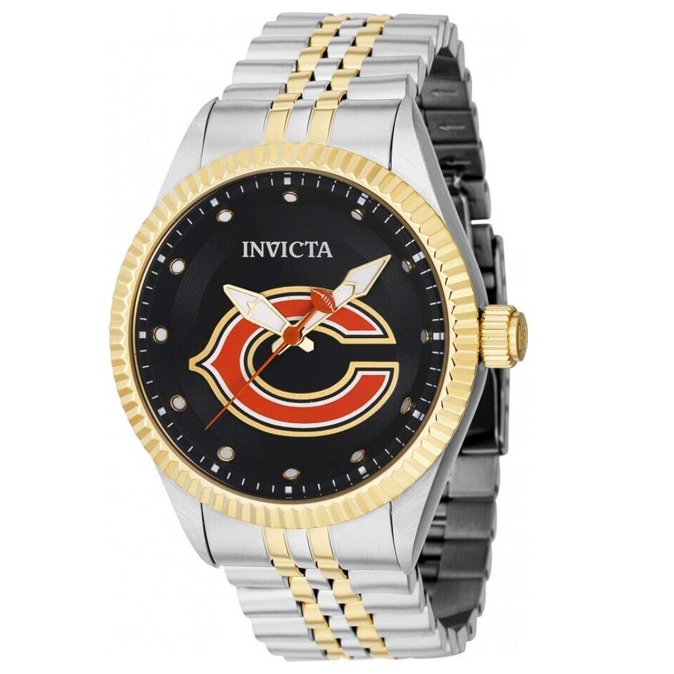 Invicta Nfl Chicago Bears Men`s 43mm Two Tone Gold Stainless Quartz Watch 42458