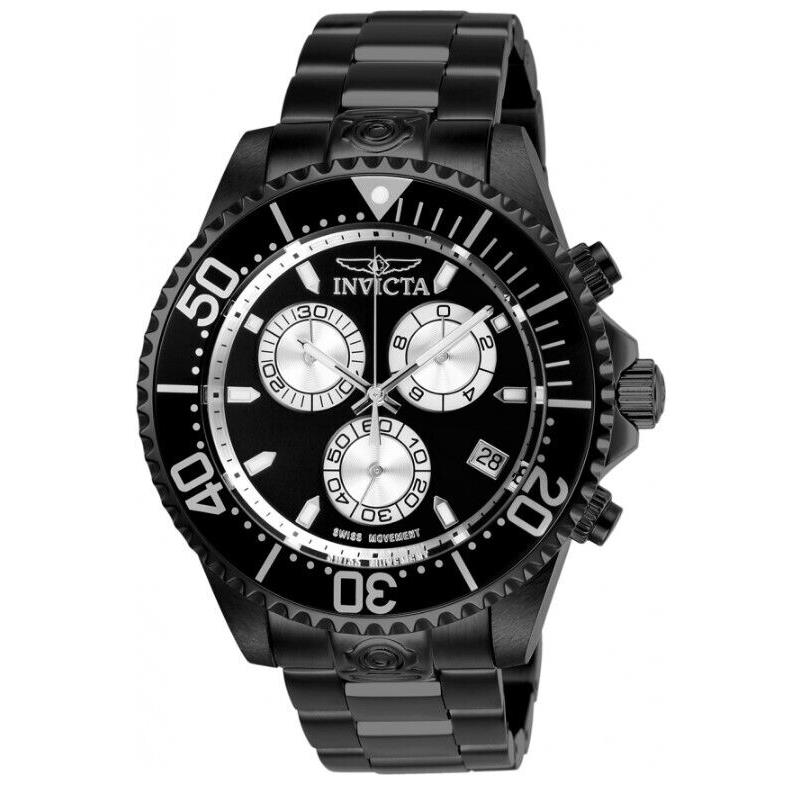 Invicta Grand Diver Men`s 47mm Triple Black Ronda Swiss Chronograph Watch 26852