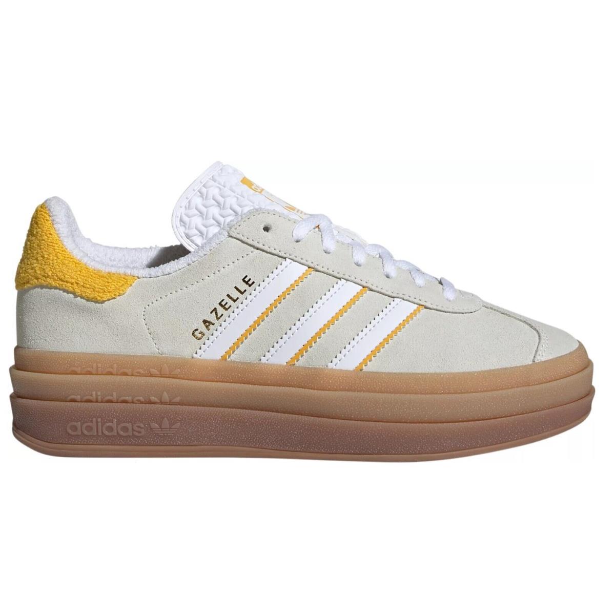 Adidas Gazelle Bold Suede Sneakers Shoes Ivory Bold Gold IH9929 Womens Size 11 - Ivory