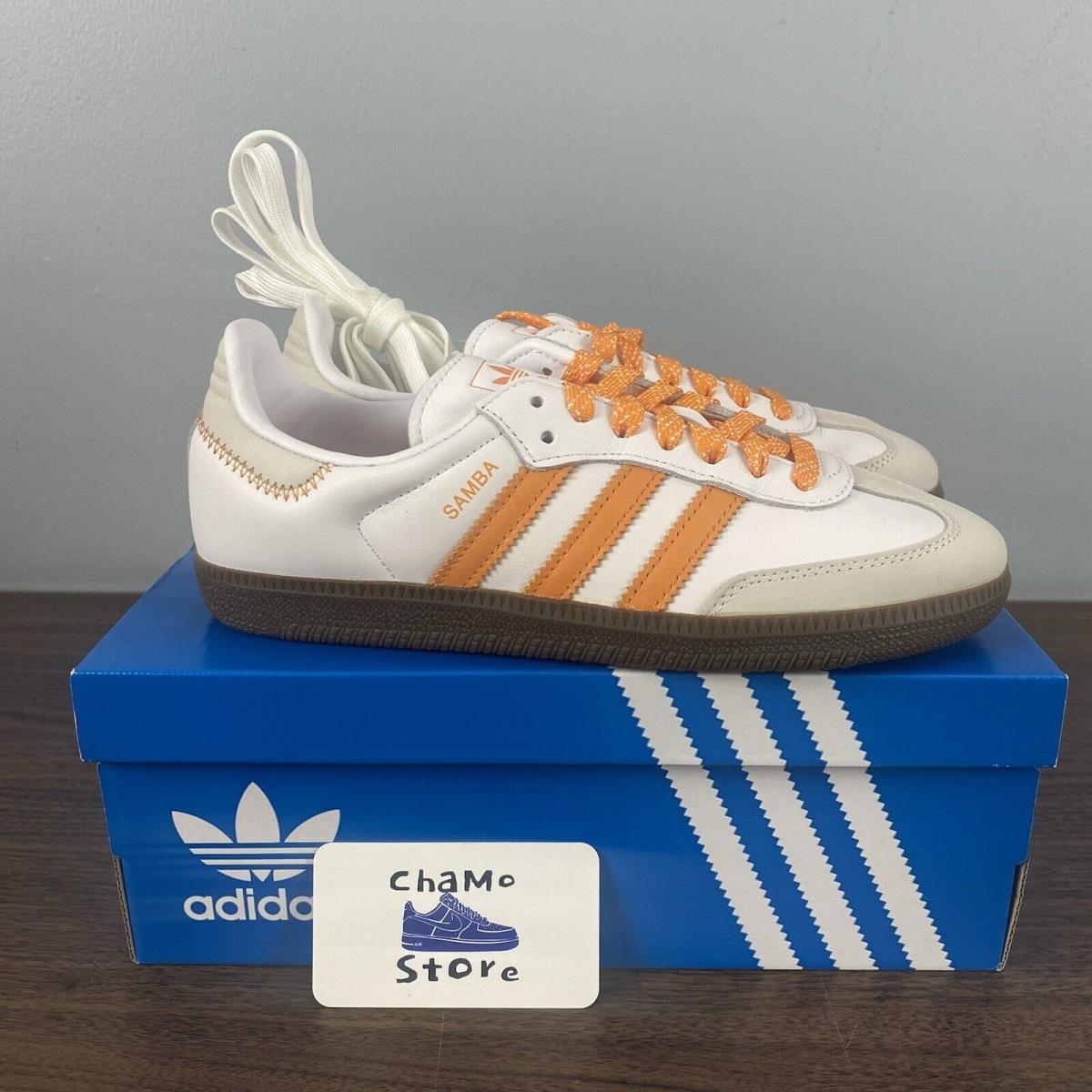 Adidas Samba OG Casual Style Leather Orange Shoes Sneakers IE6521 Woman Sz 6.5