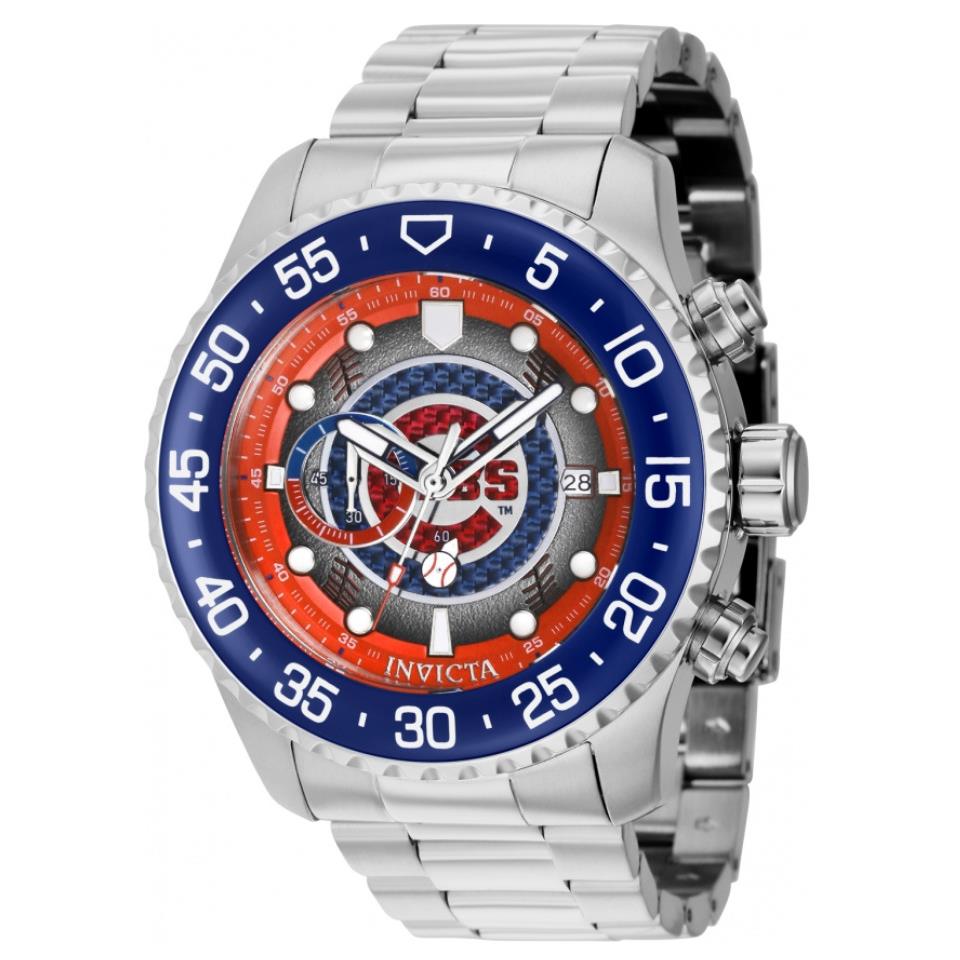 Invicta Mlb Chicago Cubs Men`s 50mm Pro Diver Carbon Fiber Chrono Watch 42685