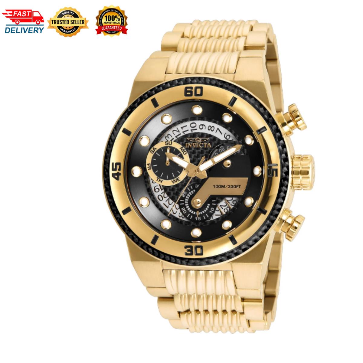 Invicta S1 Rally 51mm Stainless Steel Gold Black Dial Z60 Quartz Men`s Watch