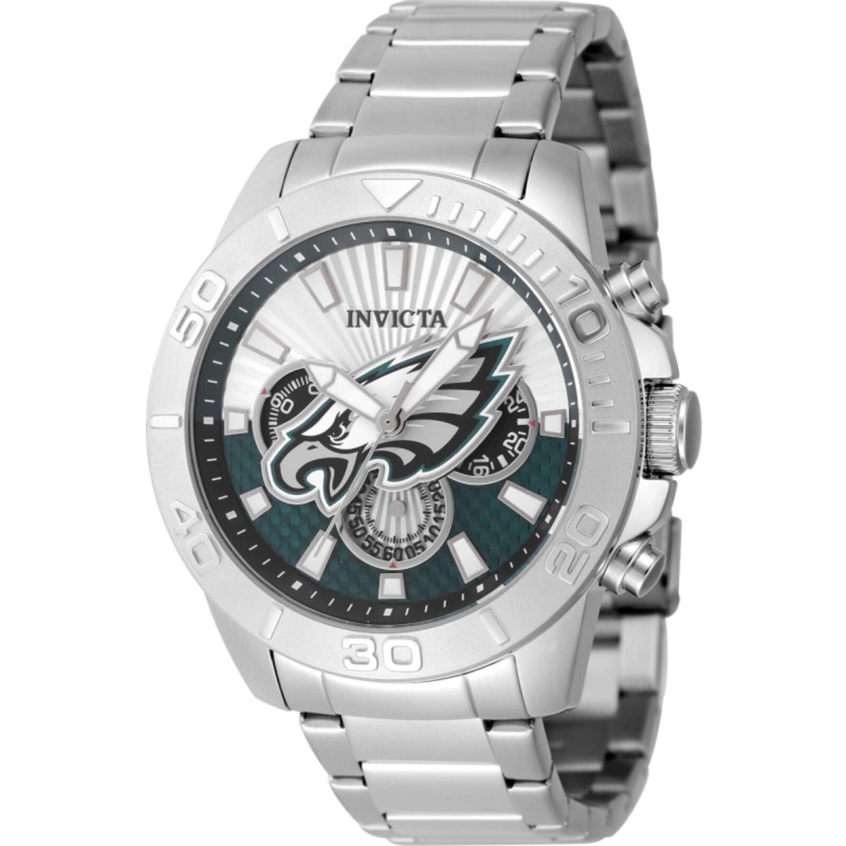 Invicta Men`s Watch Nfl Philadelphia Eagles Silver and Blue Dial Bracelet 47937