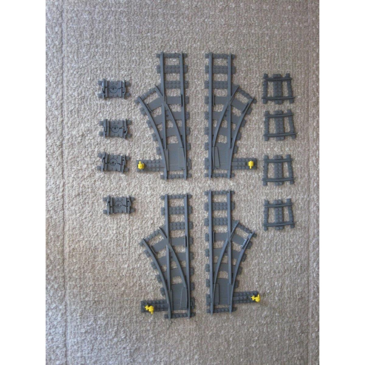 Custom Lego Train Stubby Switch Track Double Crossover Kit - Many Configurations