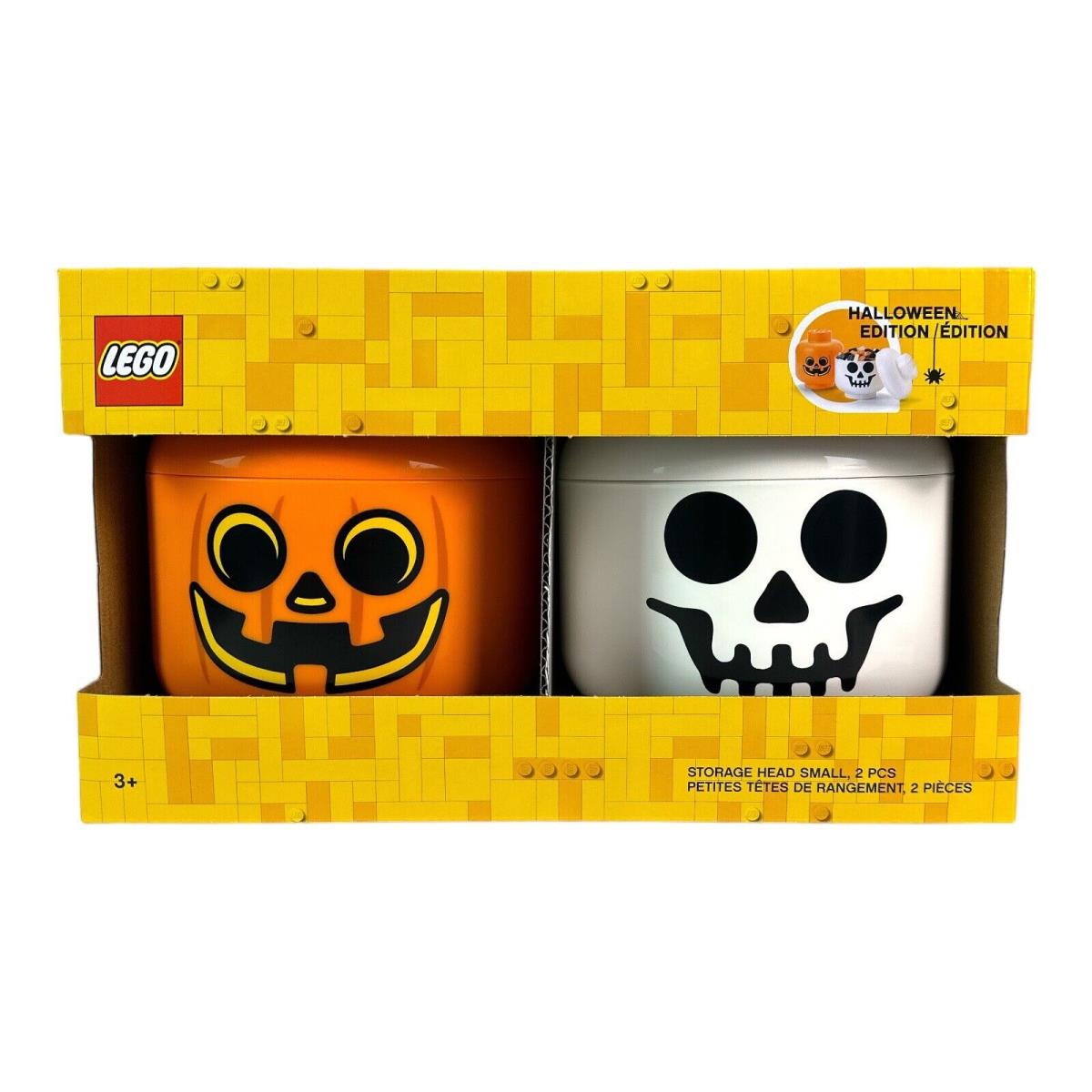 Lego Halloween Edition Small Storage Head 2-Piece Set Pumpkin Skeleton Skull