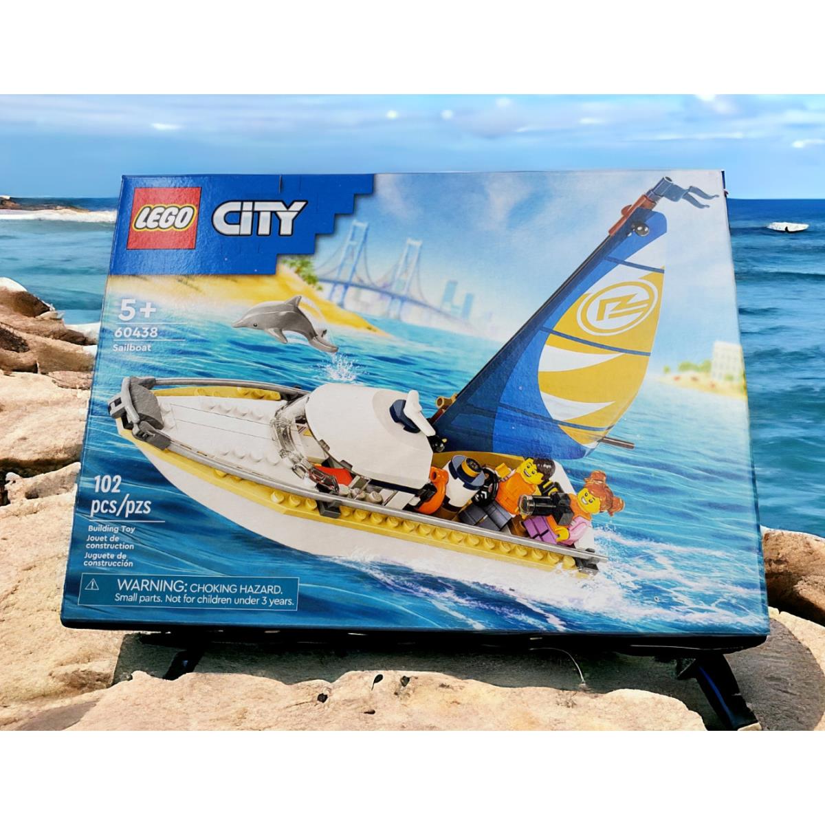 Lego City Set 60438 Harbor Sailboat 2 Minifigures 1 Dolphin 102 Pieces