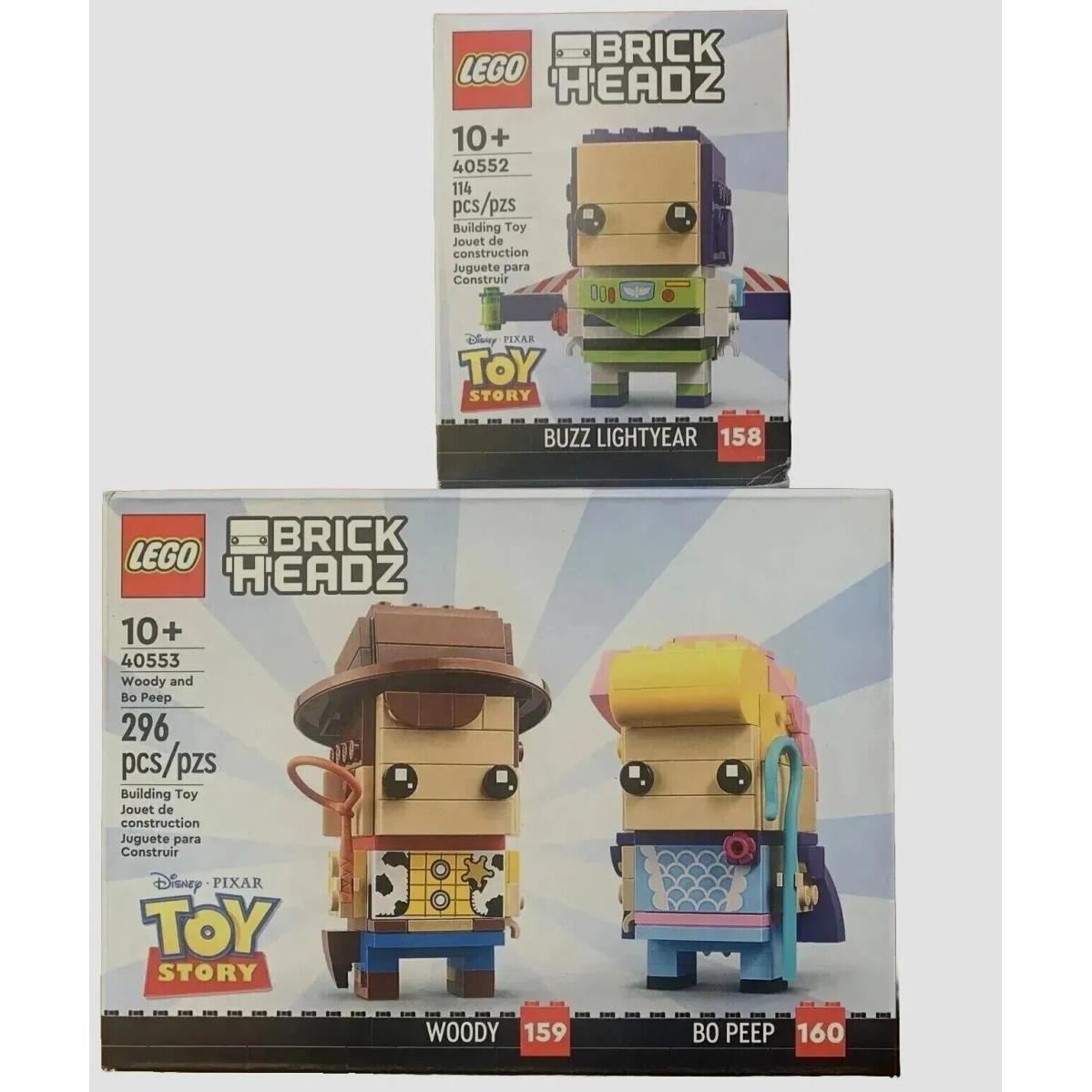 Toy Story Lego Brickheadz Buzz Lightyear 40552 and Woody Bo Peep 40553