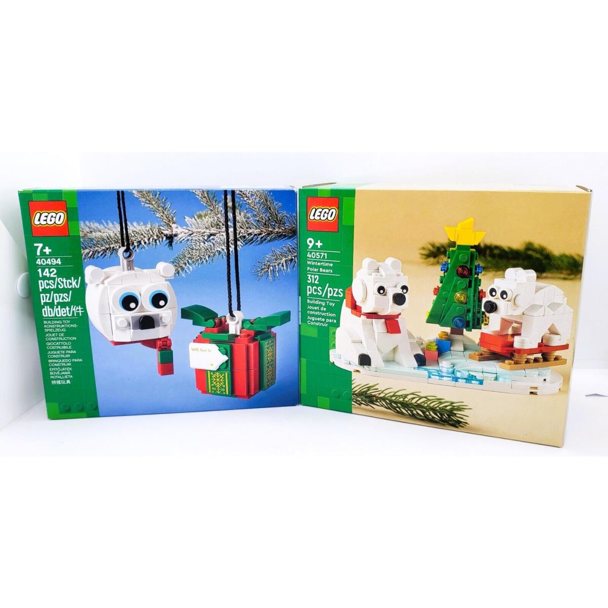 Lego 2 Sets Christmas Polar Bear Gift Wintertime 40494 40571 Ornaments Holiday