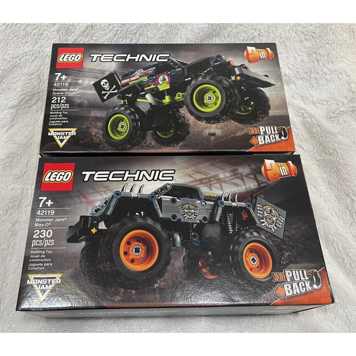 Lego 42118 Monster Jam Grave Digger Lego 42119 Monster Jam Max-d Gift Set