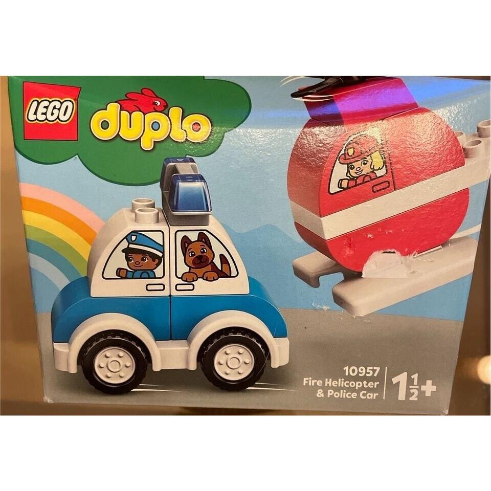 Lego Duplo Fire Helicopter Police Car 10957 Toy Building Kit 14 Pcs