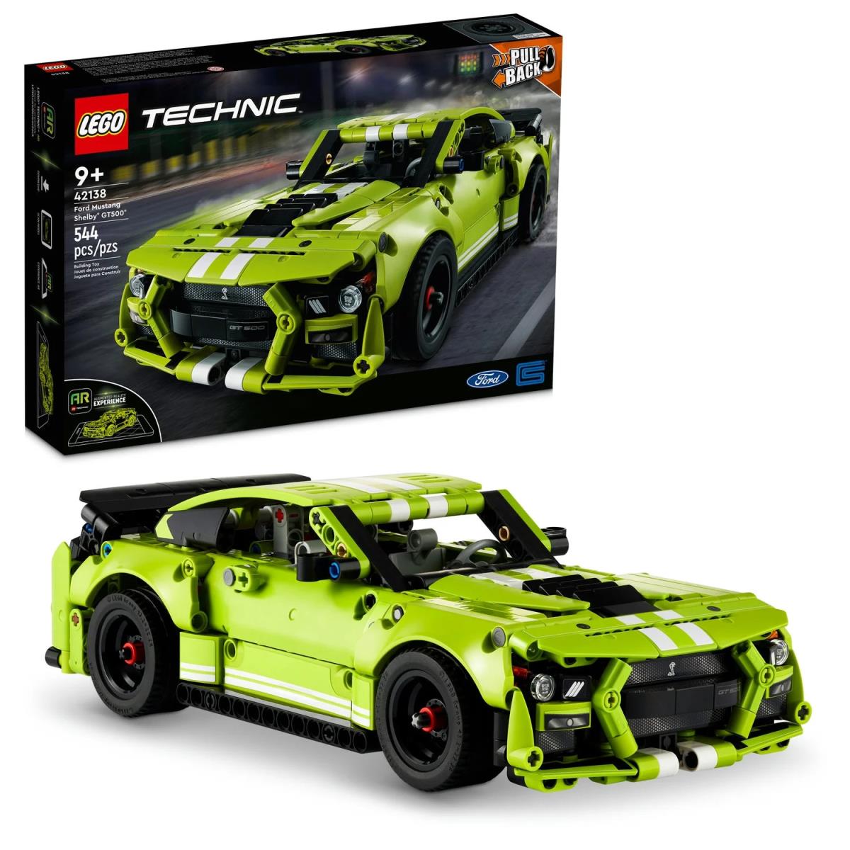 Lego Technic Ford Mustang Shelby GT500 42138 - Pull Back Drag Race Car Model Kit