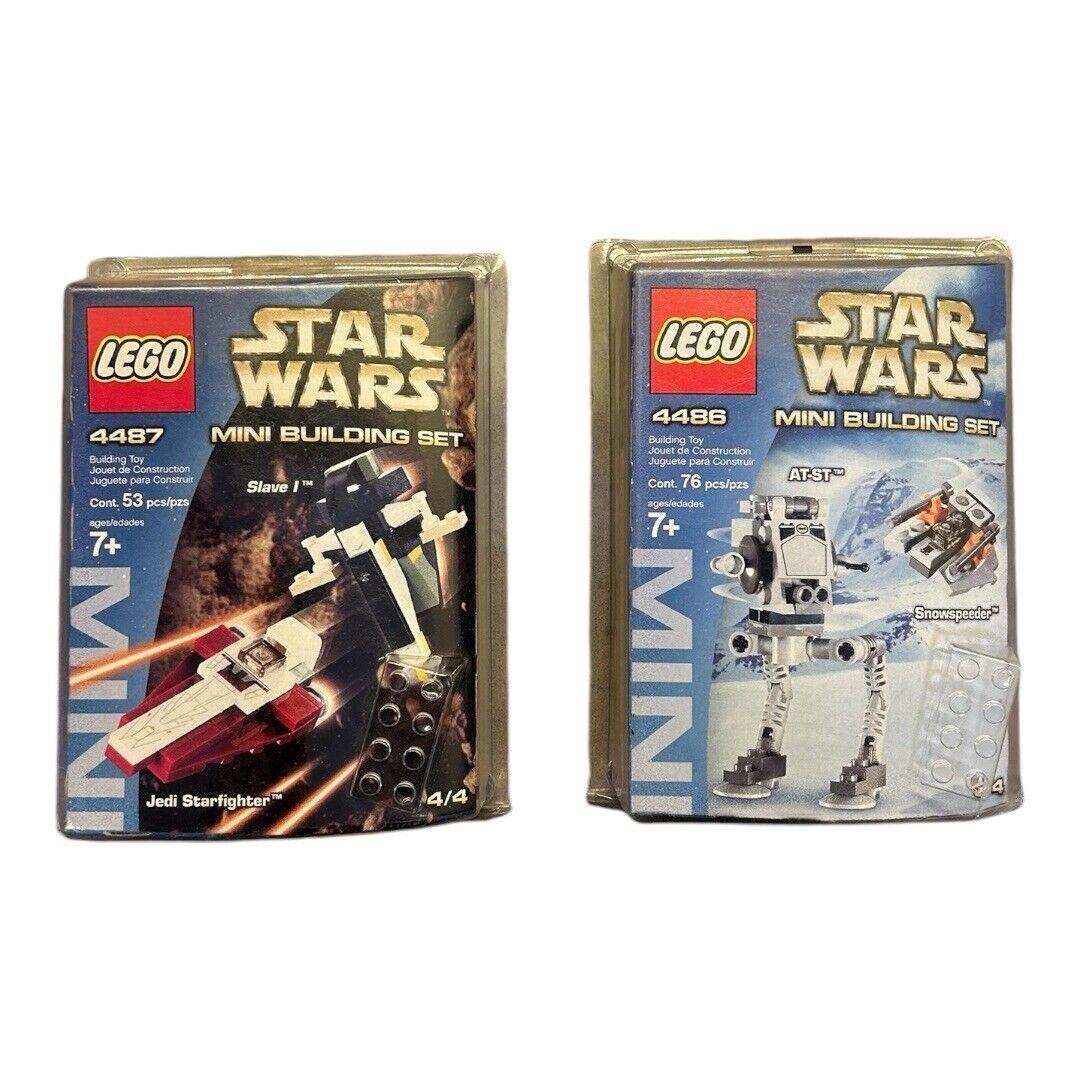 Lego Star Wars Mini Building 2 Sets 4486 4487 Slave 1 Jedi Starfighter At-st