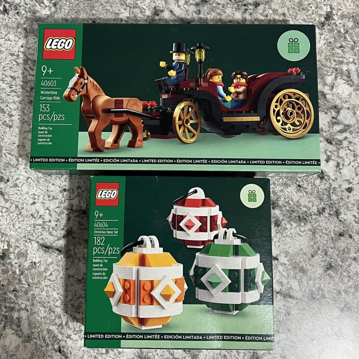 Lego Winter Carriage 40603 and Christmas Decor Set 40604 Limited Edition