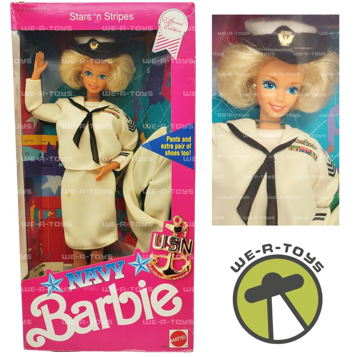 Barbie Stars `n Stripes Navy Doll Second Edition 1990 Mattel 9693 Nrfb