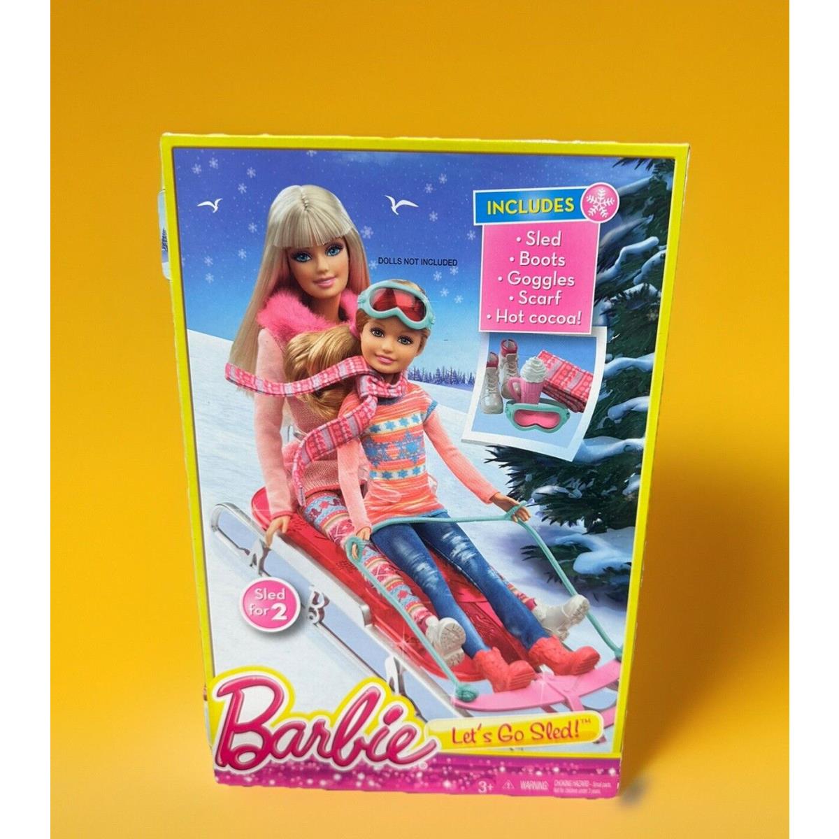 Mattel Barbie Let`s Go Sled 2013 For 2 Hot Cocoa Boots Goggles Doll Playset