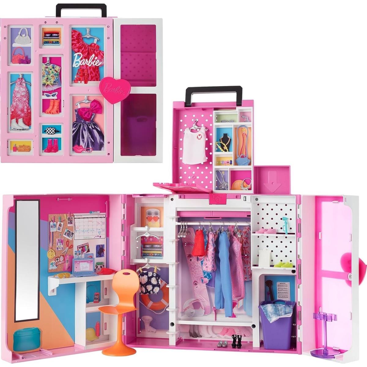 Barbie Dream Closet Playset 36+ Pcs 2 Levels Outfits Looks Carry Case