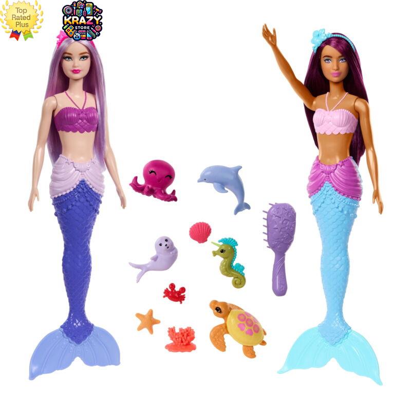 Barbie Mermaid Doll 2-Pack with Accessories and Sea Animal Friends Ages 3 Up