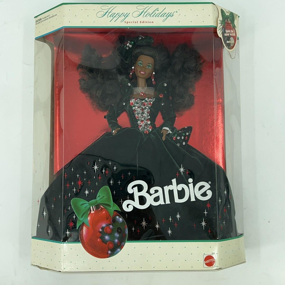 Vtg 1991 Happy Holidays Barbie African American Christmas Doll AA Mattel