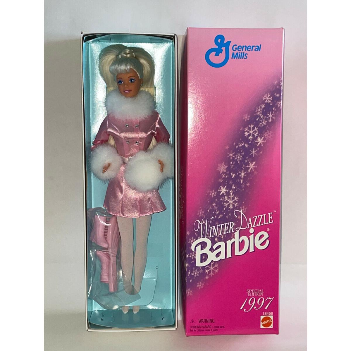 1997 SP ED General Mills Winter Dazzle Barbie Doll 18456 Mattel in Gift Box