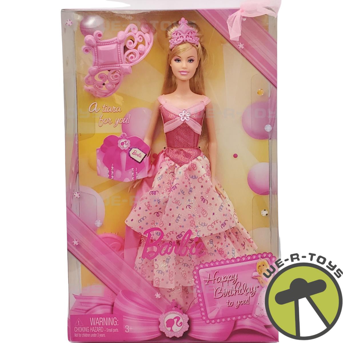 Barbie Happy Birthday to You Doll and Tiara 2008 Mattel N6540 Nrfb