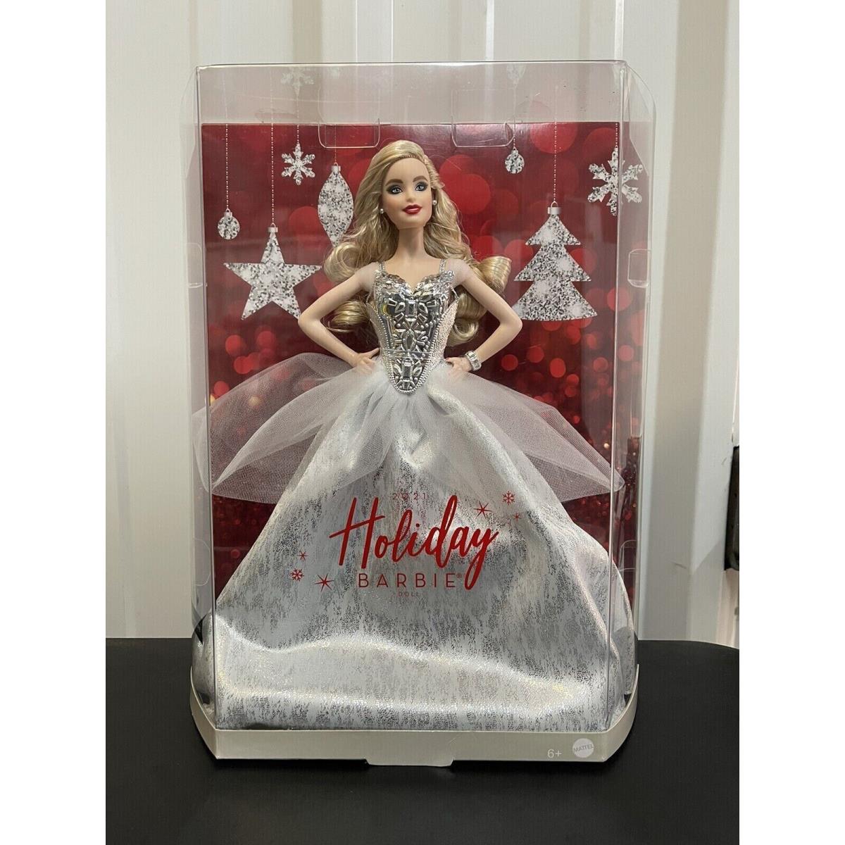 Barbie Signature 2021 Holiday Doll 12-inch Blonde Wavy Hair in Silver Gown