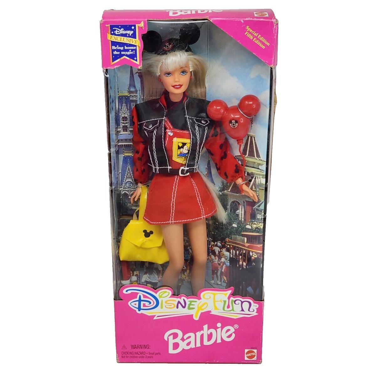 Vintage 1997 Mattel Walt Disney Fun Barbie Doll 18970 W/ Mickey Balloon