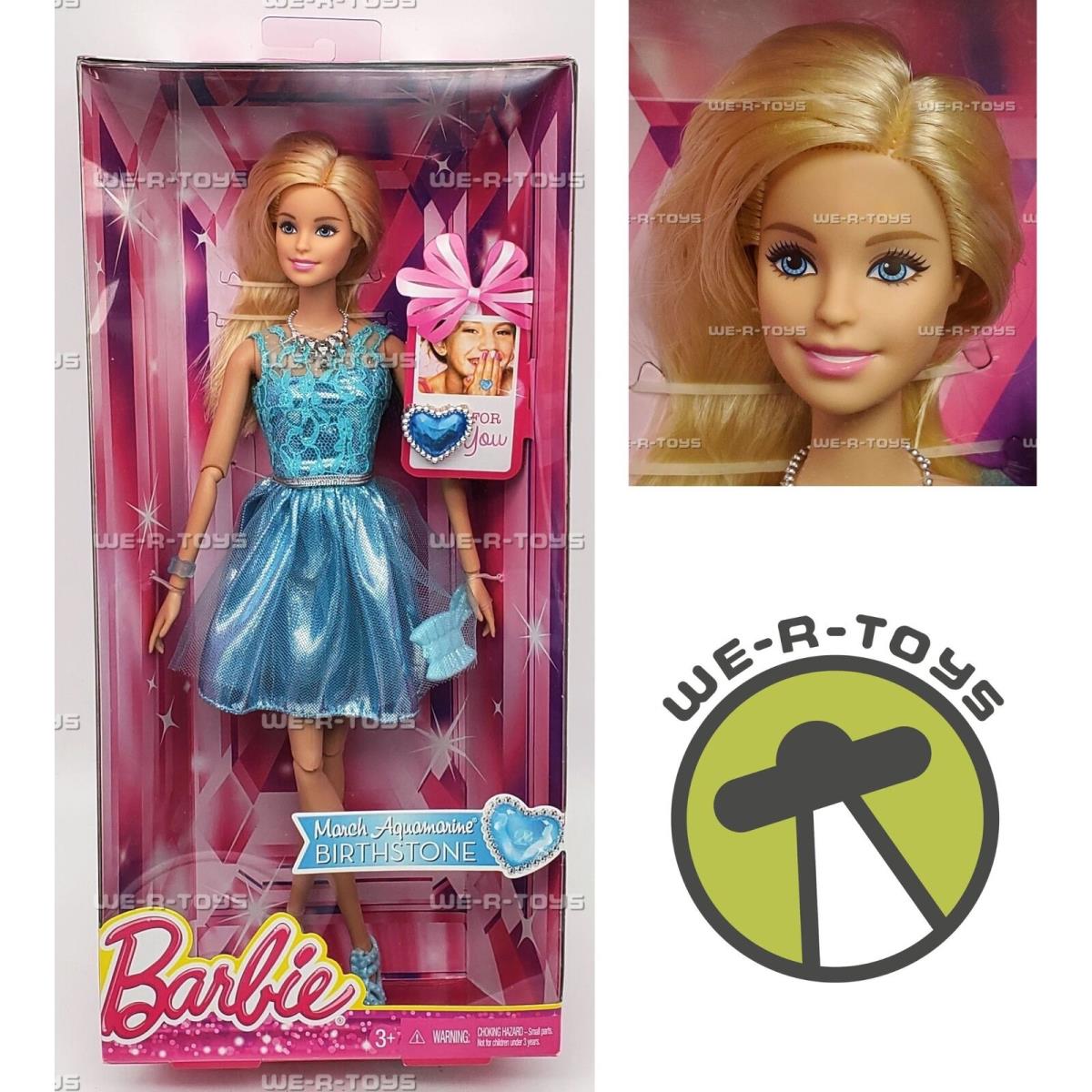 Barbie March Aquamarine Birthstone Doll 2014 Mattel CHJ39 Nrfb