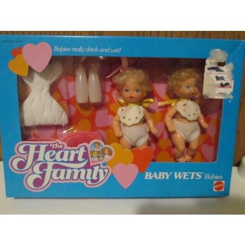 Vintage 1987 Barbie The Heart Family Baby Wets Babies with Dolls