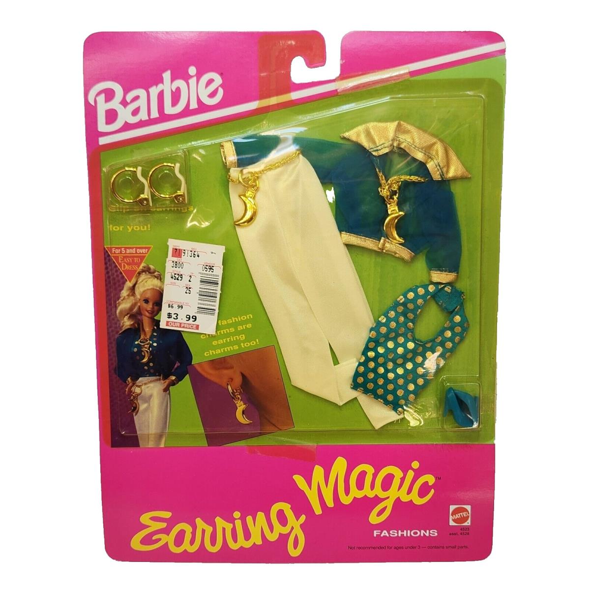 Vintage 1992 Barbie Earring Magic Fashions Clothing Outfit 4523